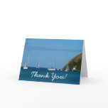 Sailboats in the Bay White and Blue Nautical Thank You Card