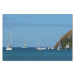 Sailboats in the Bay White and Blue Nautical Tissue Paper