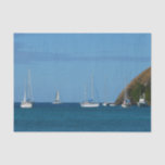 Sailboats in the Bay White and Blue Nautical Tissue Paper