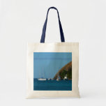 Sailboats in the Bay White and Blue Nautical Tote Bag