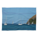 Sailboats in the Bay White and Blue Nautical Towel