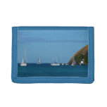 Sailboats in the Bay White and Blue Nautical Trifold Wallet