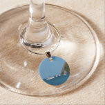 Sailboats in the Bay White and Blue Nautical Wine Charm