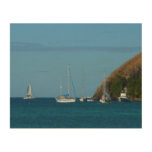 Sailboats in the Bay White and Blue Nautical Wood Wall Decor