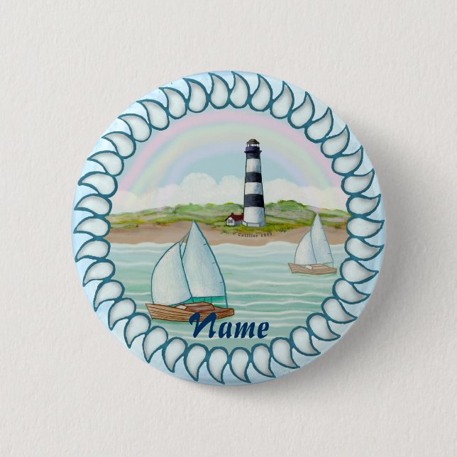 Sailboats Lighthouse  Button (Front)