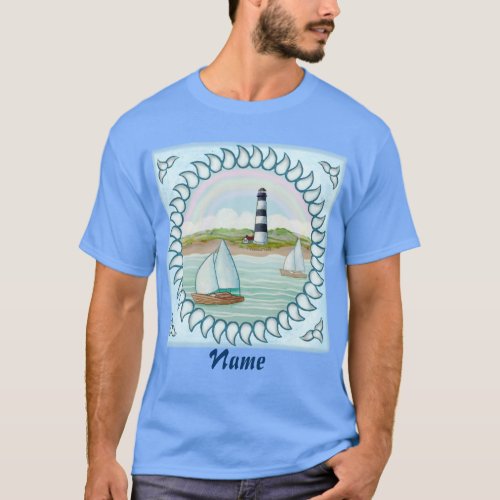 Sailboats Lighthouse custom name t_shirt