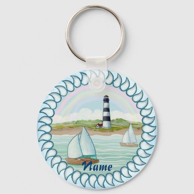 Sailboats Lighthouse  Keychain (Front)