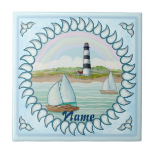 Sailboats Lighthouse  tile