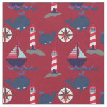 Sailboats, Lighthouses and Whales | Nautical Fabric