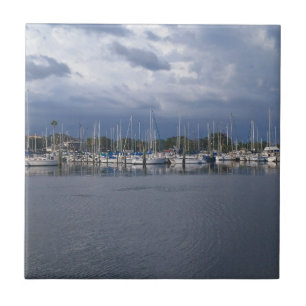 Sailboats Marina Ceramic Tile