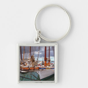 Sailboats Morred At Key West Keychain