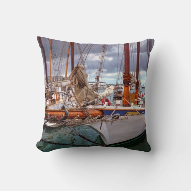 Sailboats Morred At Key West Throw Pillow (Front)