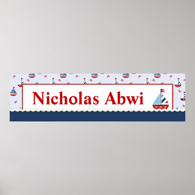 Sailboats Nautical Baby Shower Poster (Front)