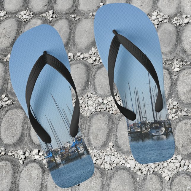 Sailboats Nautical Blue Flip Flops (Creator Uploaded)
