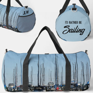 Sailboats Nautical Marina Sailing Blue Duffle Bag