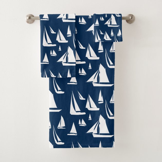 Navy blue best sale nautical bath towels