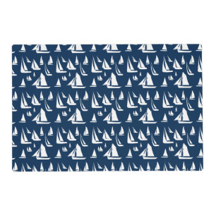 Sailboats Nautical Navy Blue Placemat