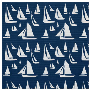 Sailboats Navy Blue Nautical Fabric