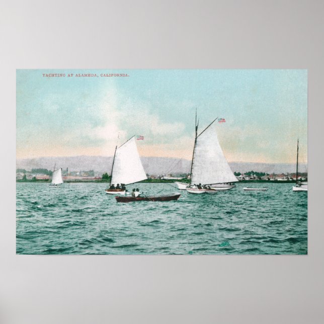 Sailboats off Alameda BeachAlameda, CA Poster (Front)