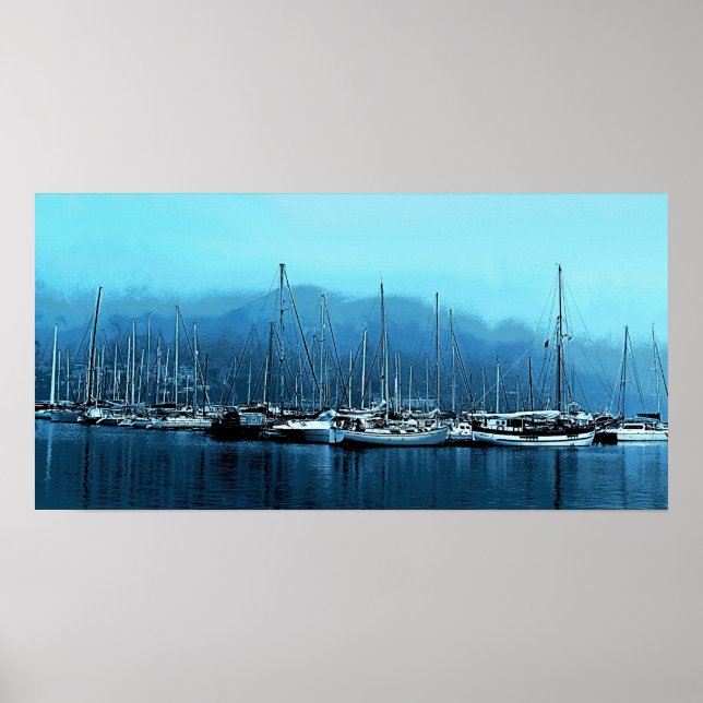 Sailboats on a Foggy Morning Poster (Front)