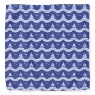 Sailboats On A Striped Sea Pattern Bandana