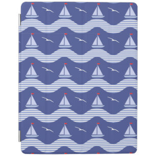 Sailboats On A Striped Sea Pattern iPad Smart Cover