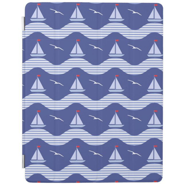 Sailboats On A Striped Sea Pattern iPad Smart Cover (Front)