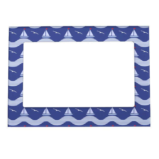 Sailboats On A Striped Sea Pattern Magnetic Photo Frame (Front)
