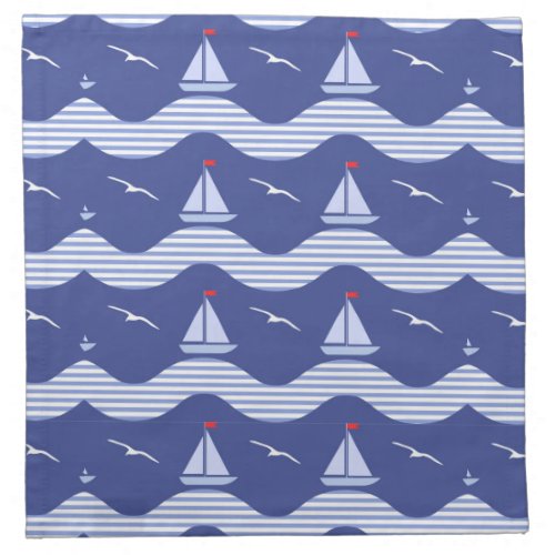 Sailboats On A Striped Sea Pattern Napkin