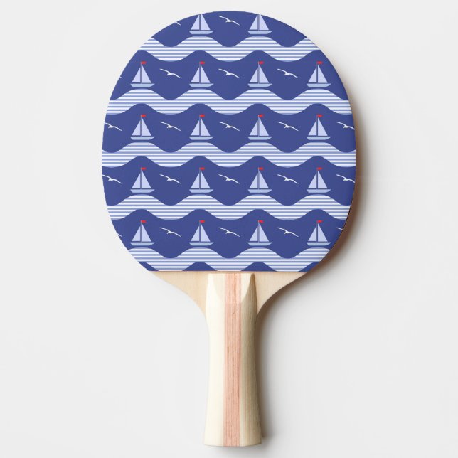 Sailboats On A Striped Sea Pattern Ping-Pong Paddle (Front)
