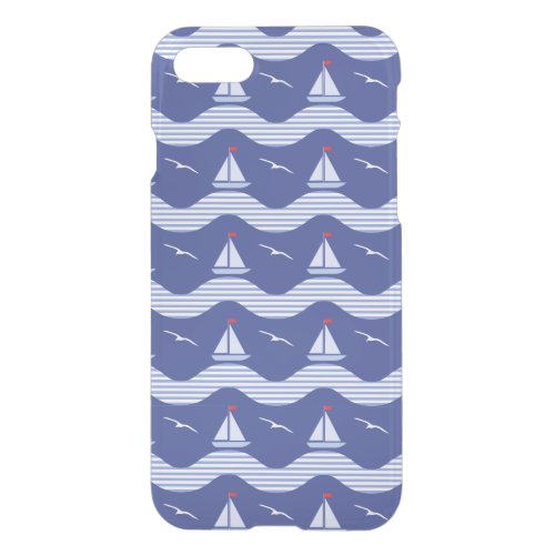 Sailboats On A Striped Sea Pattern iPhone SE87 Case