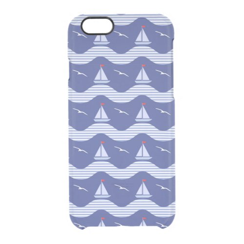 Sailboats On A Striped Sea Pattern Clear iPhone 66S Case