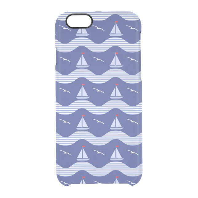 Sailboats On A Striped Sea Pattern Uncommon iPhone Case (Back)