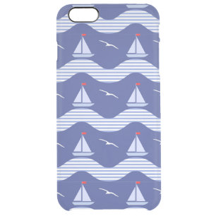 Sailboats On A Striped Sea Pattern Clear iPhone 6 Plus Case