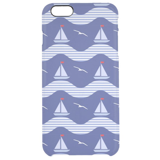 Sailboats On A Striped Sea Pattern Uncommon iPhone Case (Back)