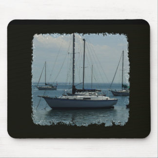 Sailboats on Black Mouse Pad