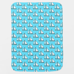 Sailboats On Blue Sea Pattern Baby Blanket
