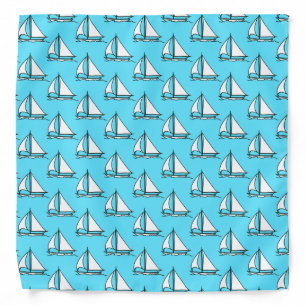 Sailboats On Blue Sea Pattern Bandana