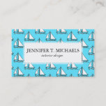 Sailboats On Blue Sea Pattern Business Card