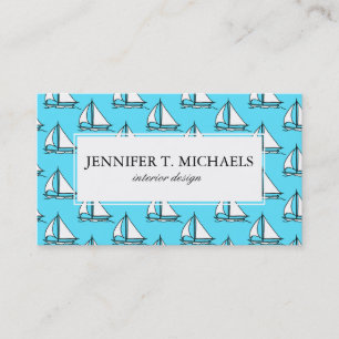 Sailboats On Blue Sea Pattern Business Card