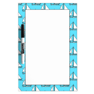 Sailboats On Blue Sea Pattern Dry-Erase Board
