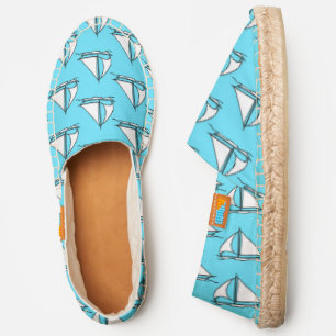 Sailboats On Blue Sea Pattern Espadrilles