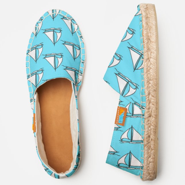 Sailboats On Blue Sea Pattern Espadrilles (Side)