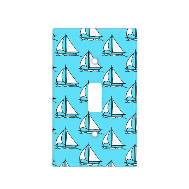 Sailboats On Blue Sea Pattern Light Switch Cover (Front)