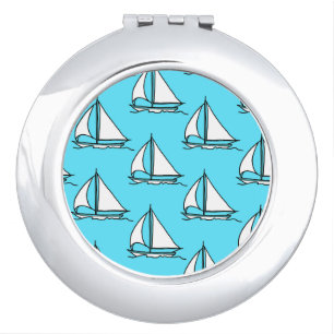 Sailboats On Blue Sea Pattern Makeup Mirror