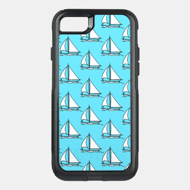 Sailboats On Blue Sea Pattern Otterbox iPhone Case (Back)