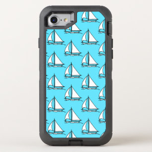 Sailboats On Blue Sea Pattern OtterBox Defender iPhone SE/8/7 Case