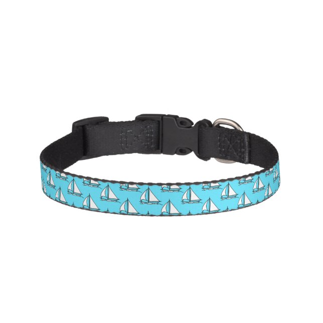 Sailboats On Blue Sea Pattern Pet Collar (Front)