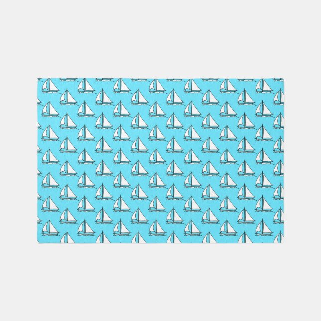 Sailboats On Blue Sea Pattern Rug (Front)