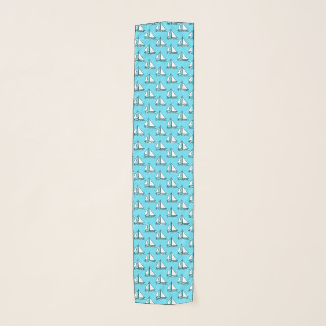 Sailboats On Blue Sea Pattern Scarf (Front)